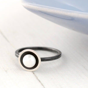 handmade stackable pearl ring