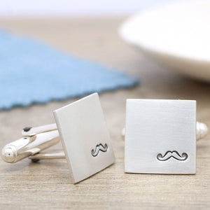 Personalised Moustache Cufflinks. Gift For Dad
