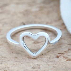 Silver Heart Ring. Geometric Ring