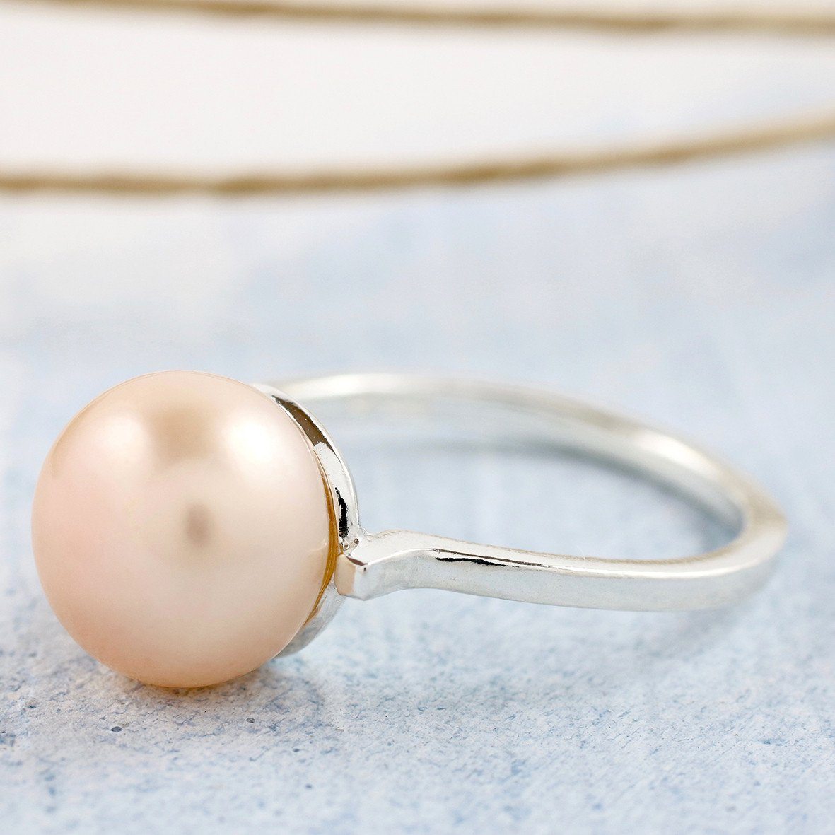 peach pearl cocktail ring