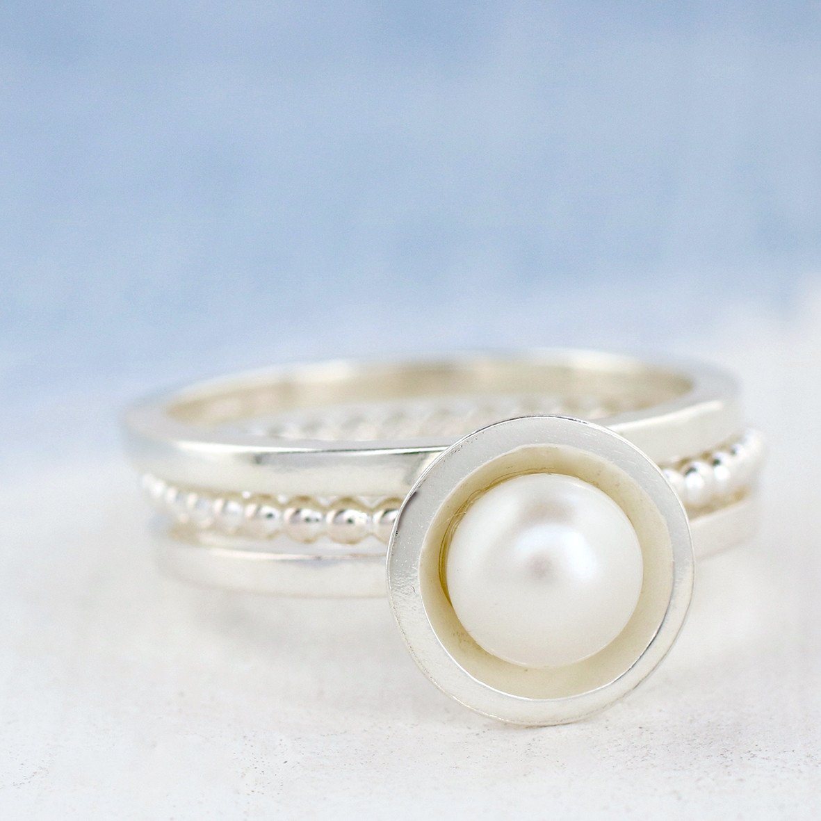 Pearl stackable rings UK
