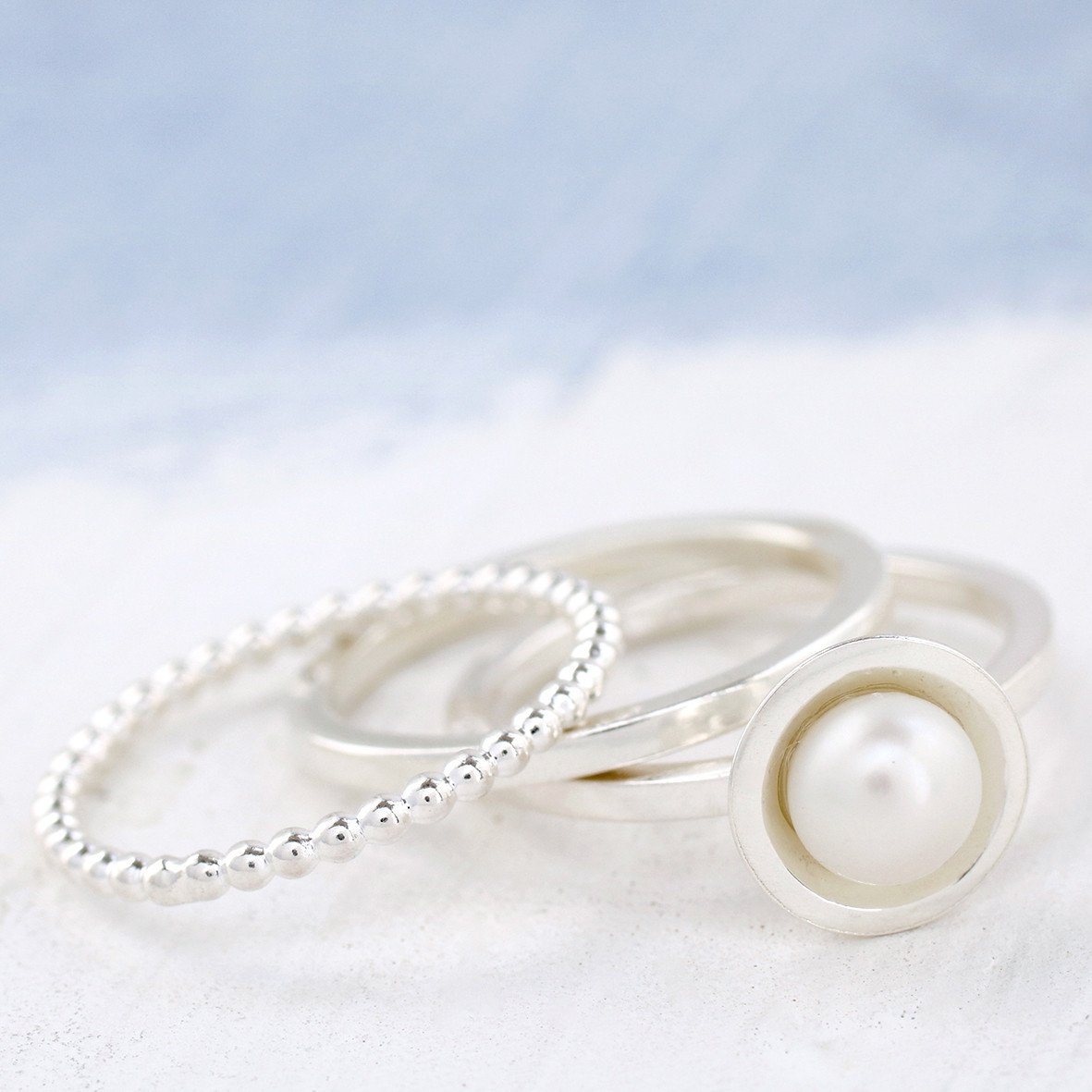 Pearl stackable rings for her