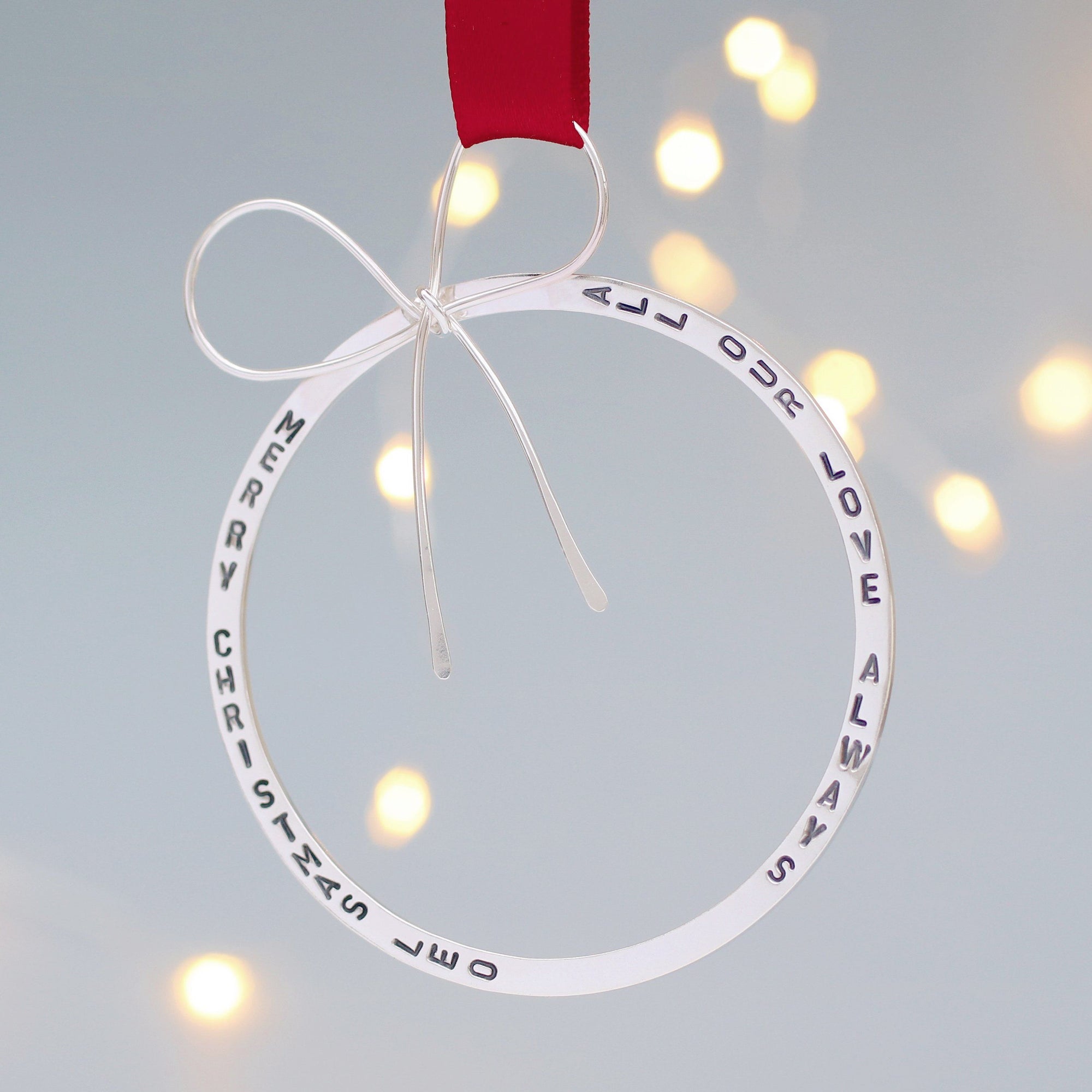 personalised silver first chirstmas ornament