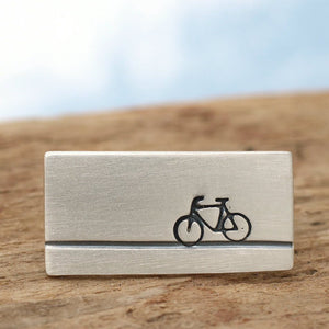 silver bike tie pin