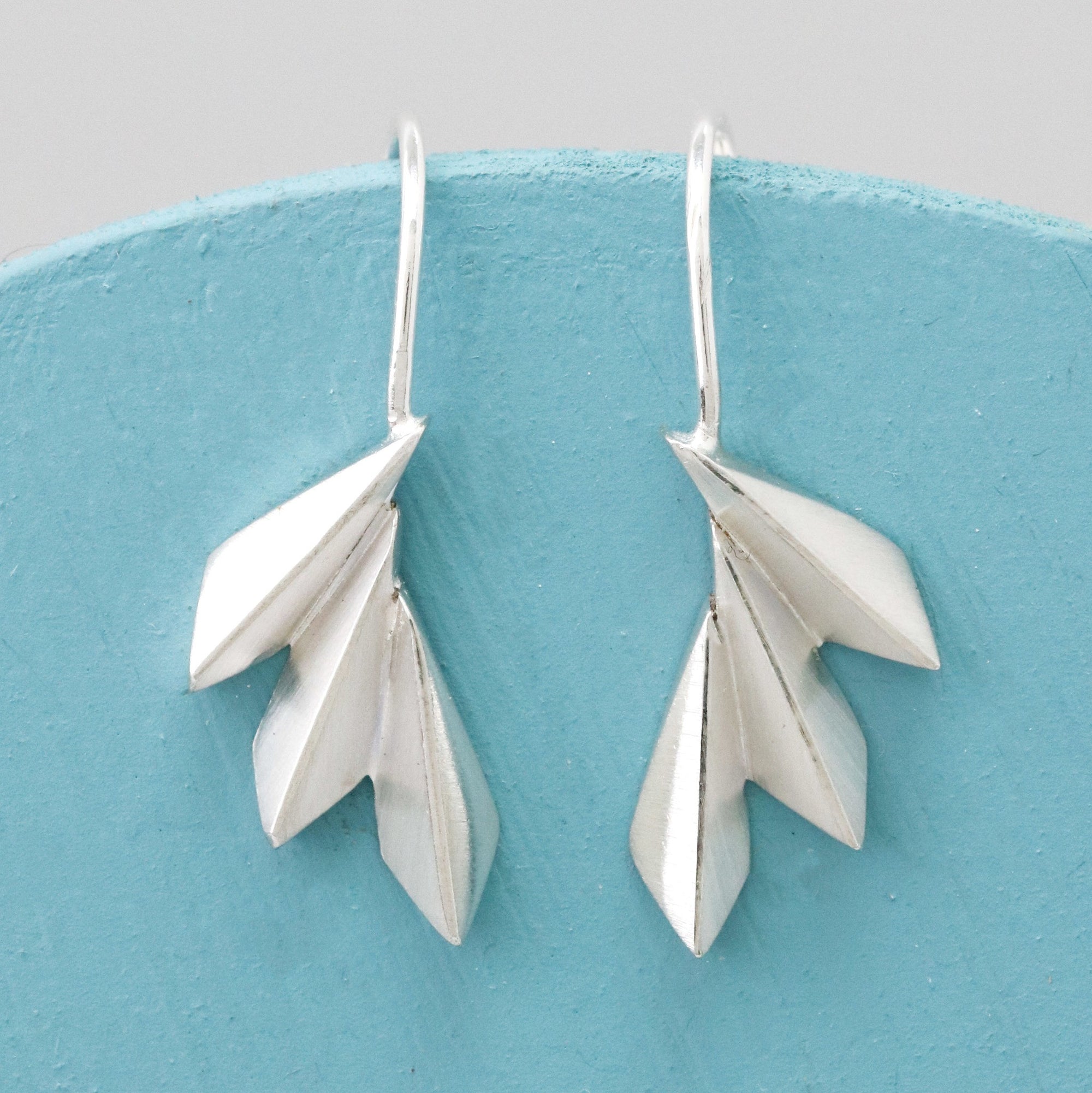 silver fan earrings