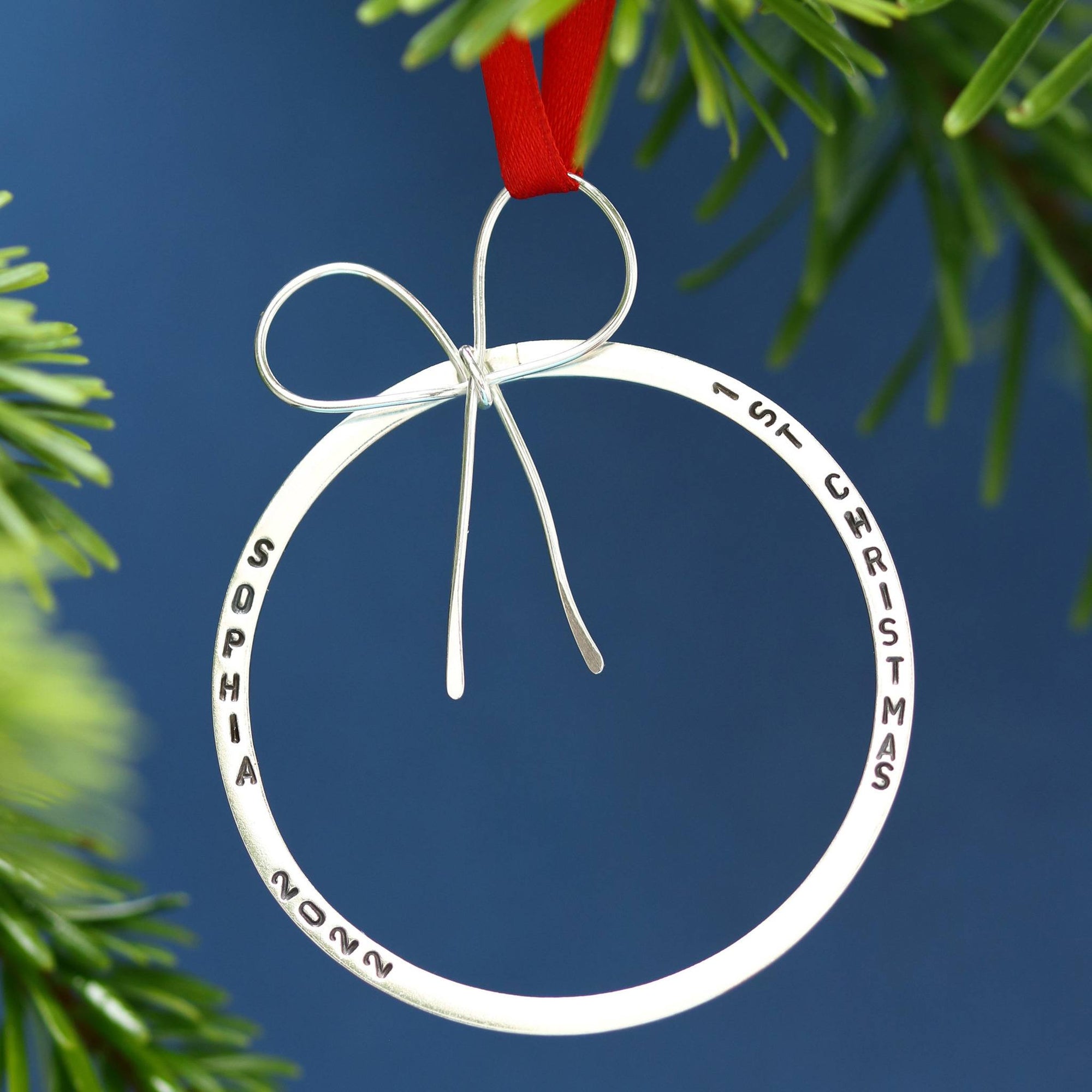 silver first christmas ornament