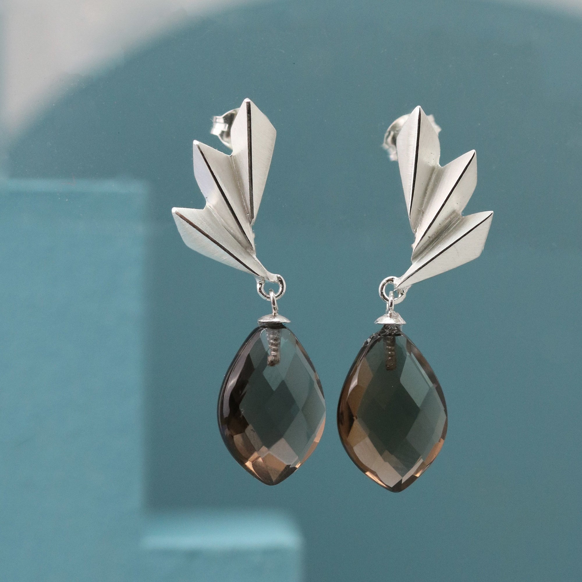 handmade smokey quartz drop earrings