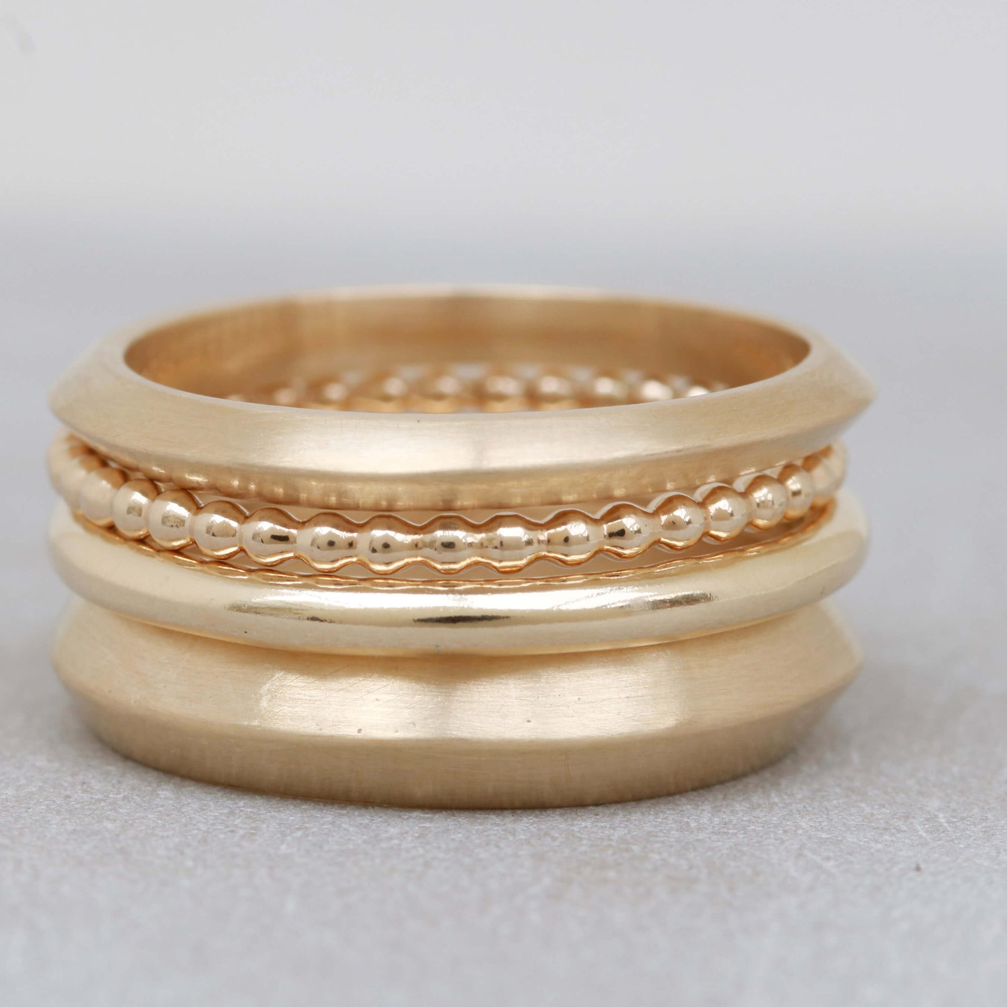 9ct Gold Ring Hand Carved Thin Band - Main Image