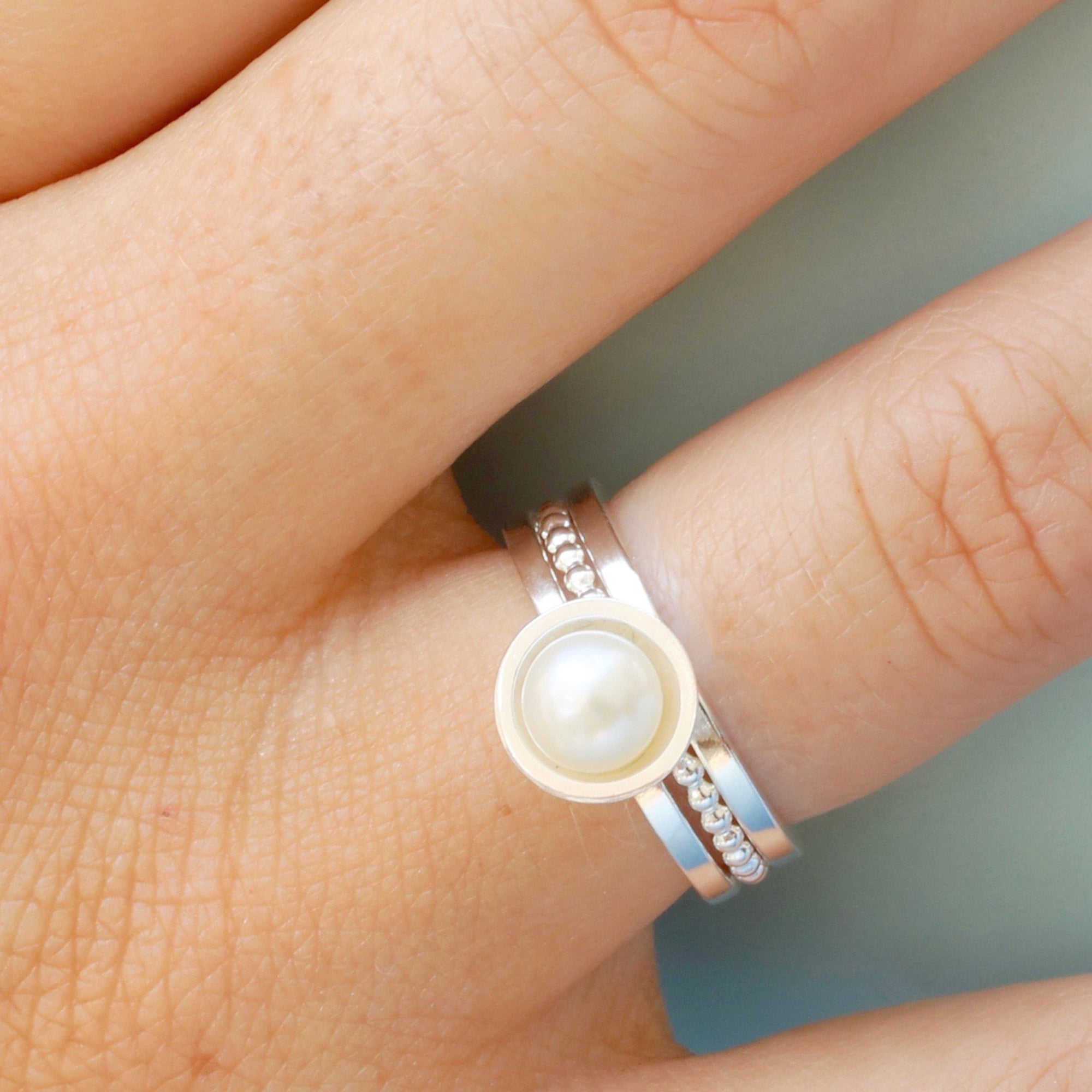 stackable pearl ring for her