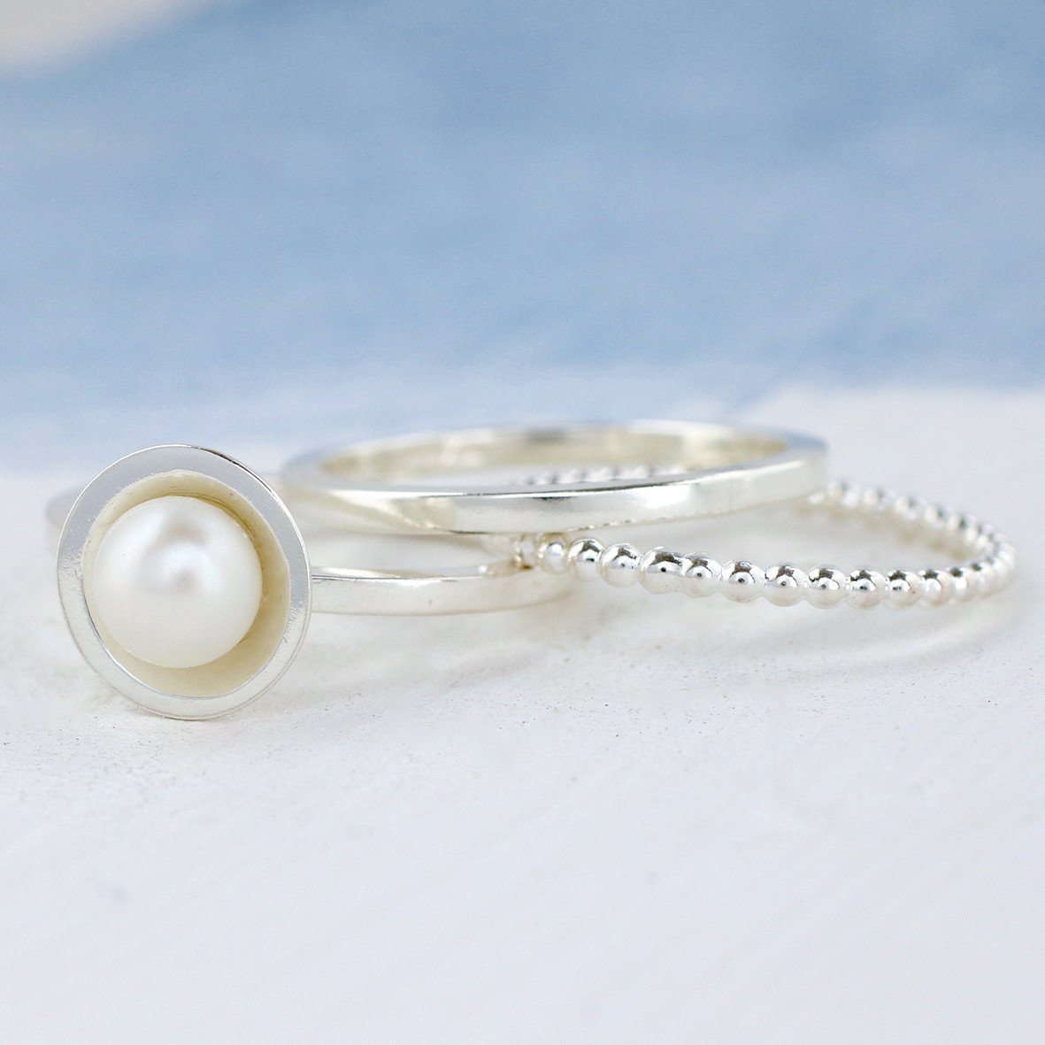 statement Pearl stackable rings