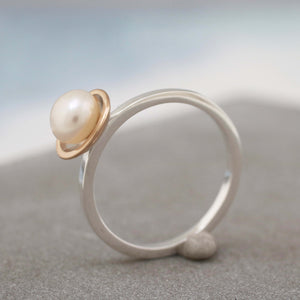 sterling silver and gold pearl ring