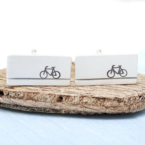smart silver bicycle cufflinks