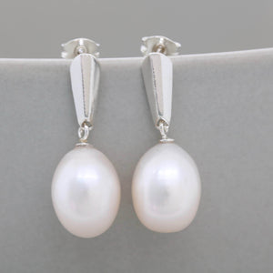 sterling silver pearl dropper earrings