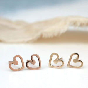 9ct Gold Tiny earrings - Heart stud earrings