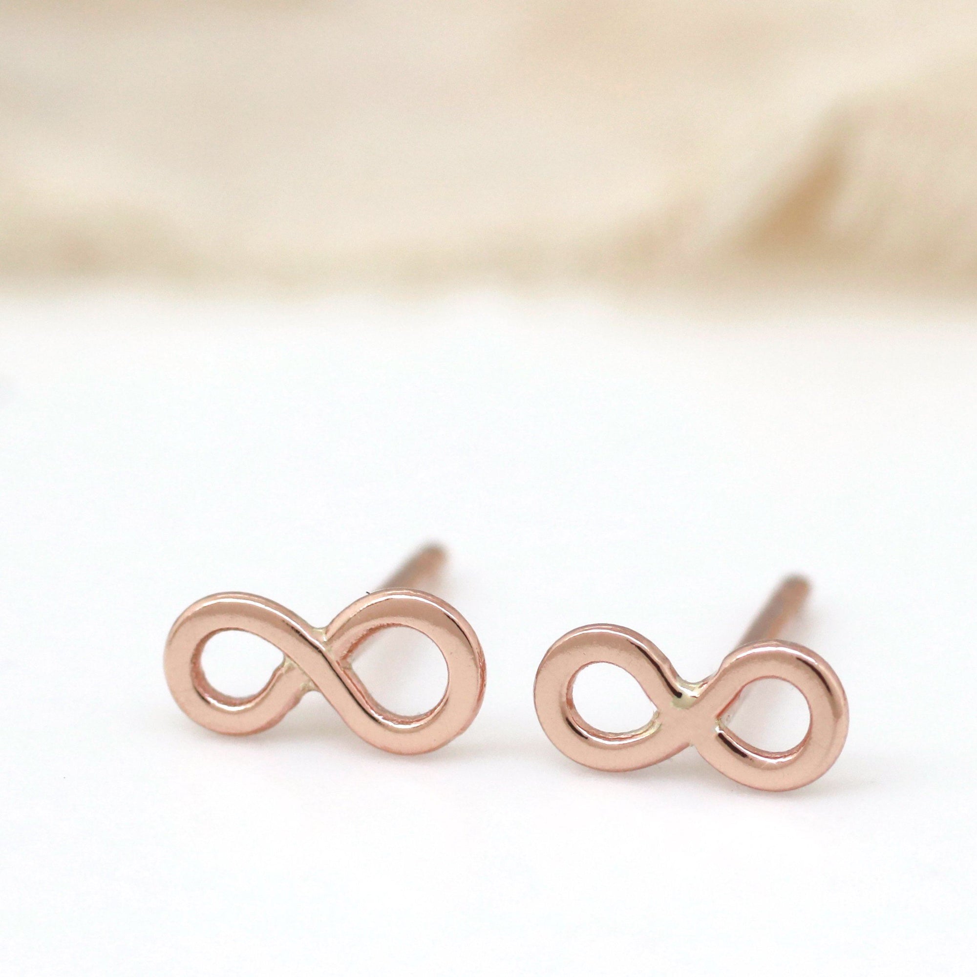 Tiny 9ct Gold Earrings - Infinity Symbol