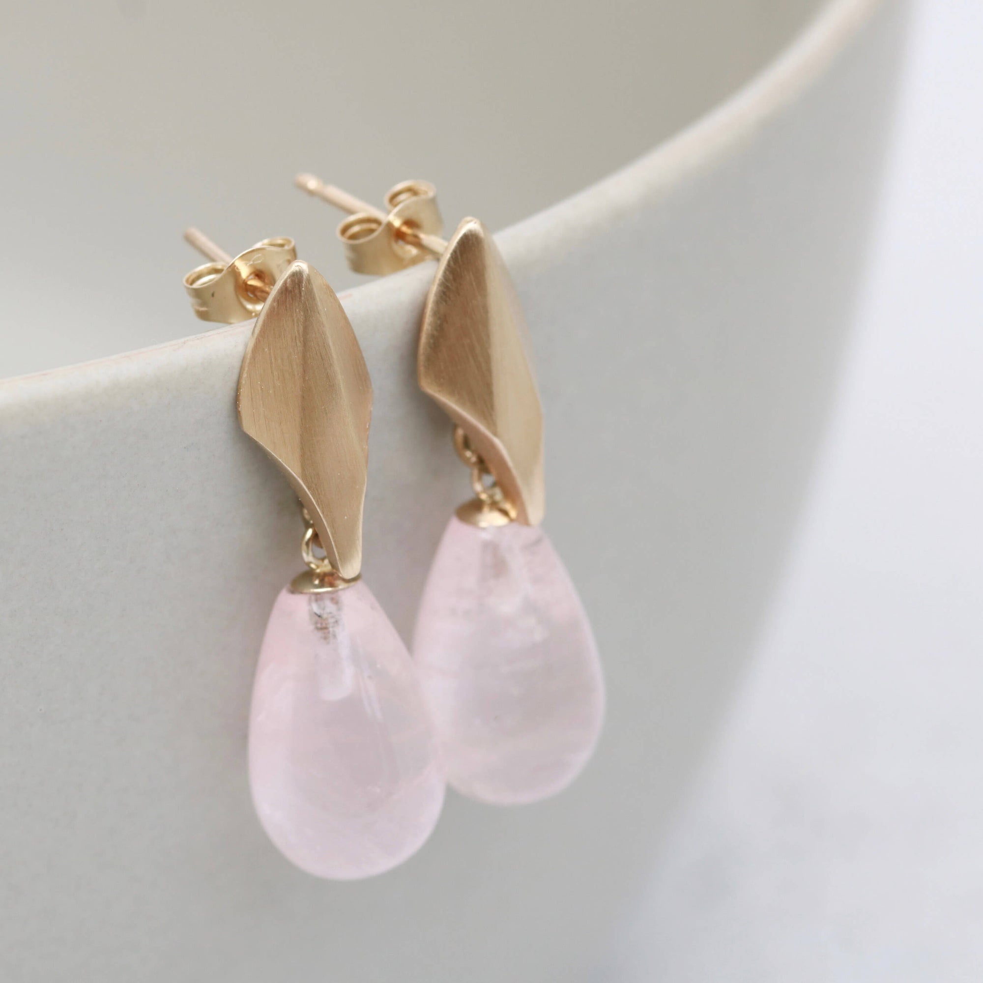 Baby pink gold earrings