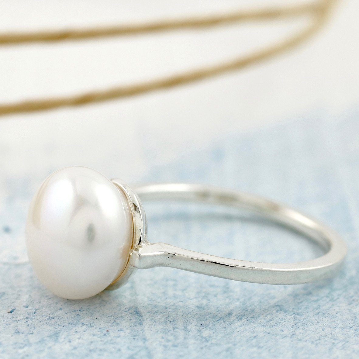 white pearl cocktail ring